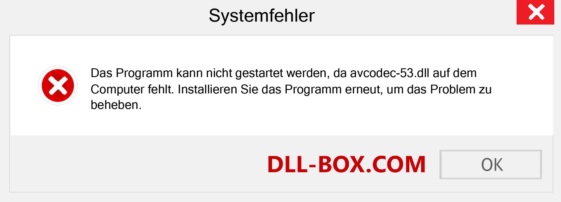 avcodec-53.dll-Datei fehlt?. Download für Windows 7, 8, 10 - Fix avcodec-53 dll Missing Error unter Windows, Fotos, Bildern